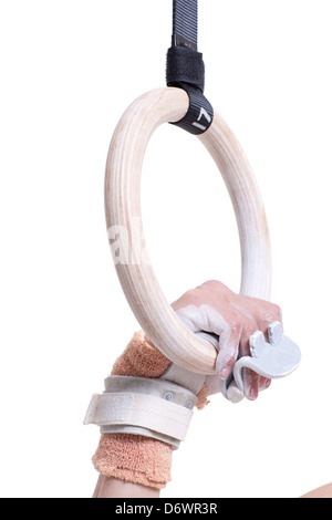 Gymnastic athlete and ring Stock Photo
