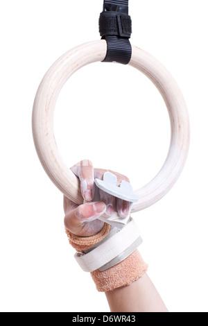 Gymnastic athlete and ring Stock Photo