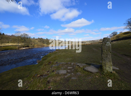River Wharfe near Barden Bridge on The Dales Way Long Distance Footpath Wharfedale Yorkshire Stock Photo