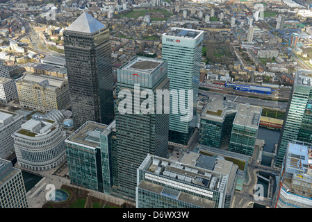 Aerial photograph of Canary Wharf London Stock Photo