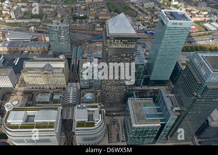 Aerial photograph of Canary Wharf London Stock Photo