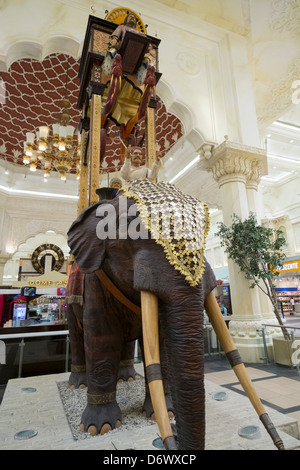 India court with elephant statue  at Ibn Battuta shopping mall in Dubai United Arab Emirates Stock Photo
