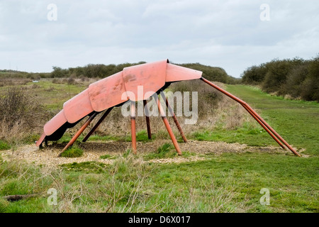 The metal sculpture 'Cockroach' in Wat Tyler Country Park in Essex in England in the UK. Stock Photo