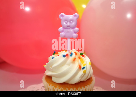 Cupcake for Baby; Purple Bear Stock Photo