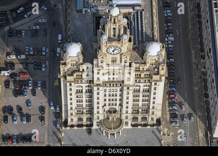 Close up aerial photograph showing detail of the Liver Building Stock Photo