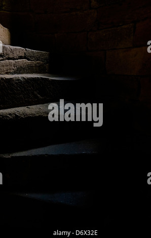 Well worn steps of Caernarfon Castle Stock Photo