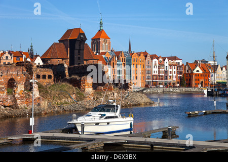 View over the river Motlawa the Old Town in Gdansk, Poland. Stock Photo