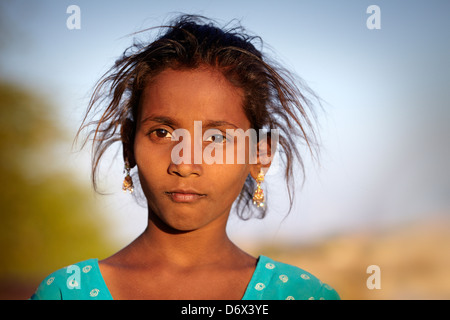 Portrait of young india girl, Jaisalmer, India Stock Photo