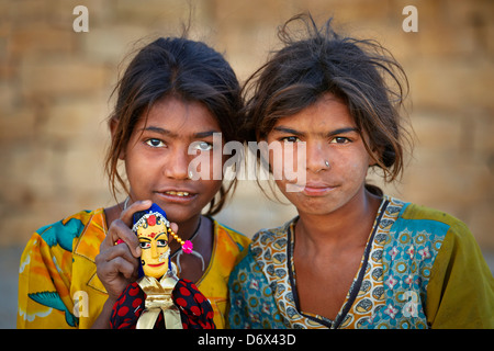 Portrait of young india girls, Jaisalmer, India Stock Photo