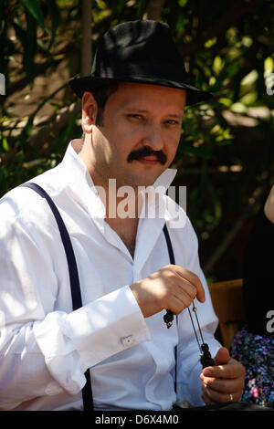 April 24, 2013 - Athens, Greece - A Greek man holding worry beads. Street musician at Dionisiou Areopagitou street, under Acropolis. (Credit Image: © Aristidis Vafeiadakis/ZUMAPRESS.com) Stock Photo