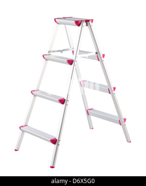Aluminum ladder step isolated on white background Stock Photo