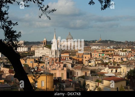 ROME, ITALY. A rooftop view over the Tridente district of the city towards the Vatican City and St. Peter's Basilica. 2013. Stock Photo