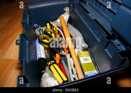 Domestic DIY tool box with common household tools Stock Photo - Alamy
