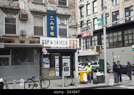 The classic Cup & Saucer Diner on Canal Street on the Lower East Side has been the same for decades. NYC Stock Photo