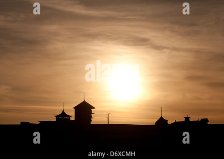 Towcester racecourse at sunset Stock Photo