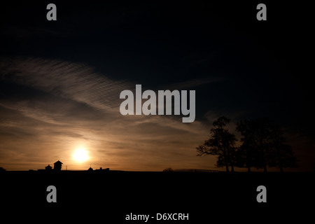 Towcester racecourse at sunset Stock Photo