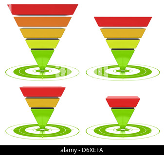 inverted pyramid with 6 levels over white background. Hierarchy of ...