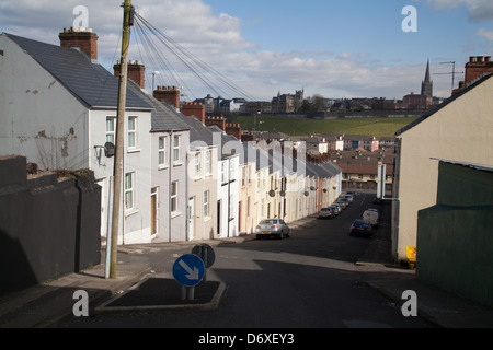 Terrace houses in Derry Londonderry Northern Ireland Stock Photo