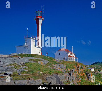 Lighthouse at Cape Forchu near Yarmouth Canada;Nova Scotia;East Coast;Maritime; Stock Photo