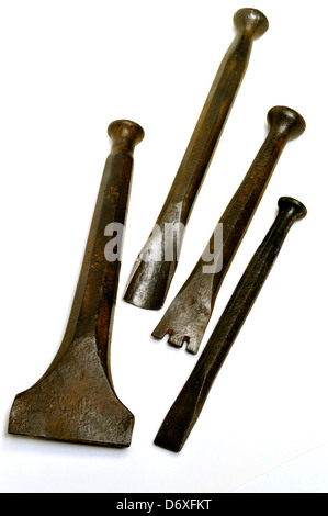 Mallet head firesharp stonemasons chisels Stock Photo