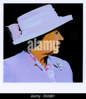 'Pop Art' portrait of HRH Queen Elizabeth II (from an original image taken by Ian Shaw) Stock Photo