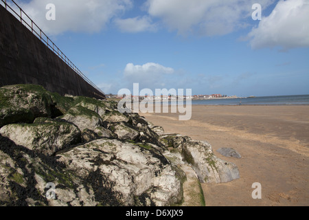 The Wales Coastal Path in North Wales. Picturesque view of Colwyn Bay and the Irish Sea, with Rhos on Sea in the background. Stock Photo