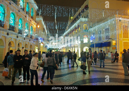 Senardo Square at night Macau Stock Photo