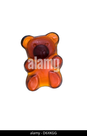 Fruit Gum, shaped like a Teddy Bear on white background Stock Photo