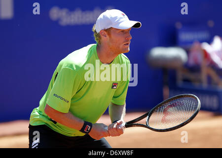 Barcelona, Spain. 24th April, 2013.  DIMTRY TURSNOV (UZB) playing against DAVID FERRER (ESP) in Barcelona Open Tennis Tournament 24th April 2013 which he won against the number one seed 7-5 3-6 6-1 (Credit Image: Credit:  Howard Sayer/ZUMAPRESS.com/Alamy Live News) Stock Photo