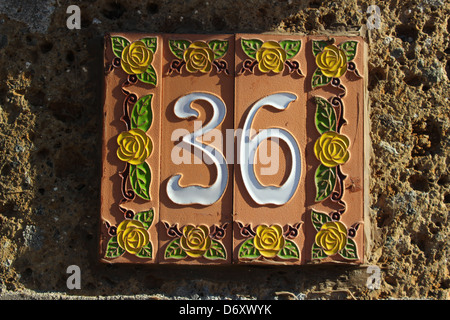 36 Tile numbered (door number) Stock Photo