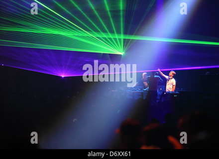 Berlin, Germany, DJs on the A & P Berlin Summer Rave 2012 Stock Photo