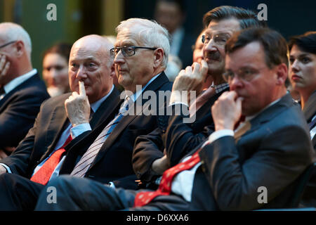 Berlin, 24 April, 2013. Gabor Steingart, a managing director of the newspaper 'Handelsblatt', holds the seventh 'Speech on Freedom at the Brandenburg Gate'. His topic: 'Our market economy and its enemies.' Wolfgang Gerhardt (FDP) gives the opening speech. Stock Photo