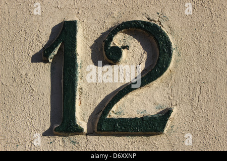 12 Tile numbered (door number) Stock Photo