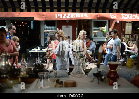 Nice, France, visitors at a flea market in the Old Town of Nice Stock Photo