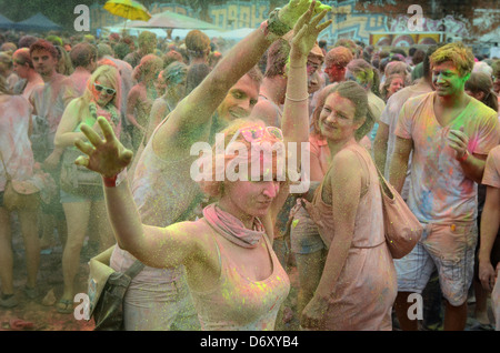 Berlin, Germany, Berlin celebrate the Indian Holi festival at Postbahnhof Stock Photo