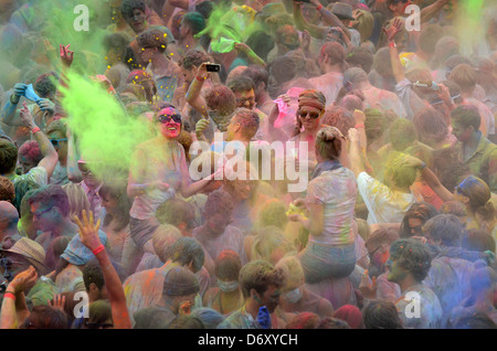 Berlin, Germany, Berlin celebrate the Indian Holi festival at Postbahnhof Stock Photo