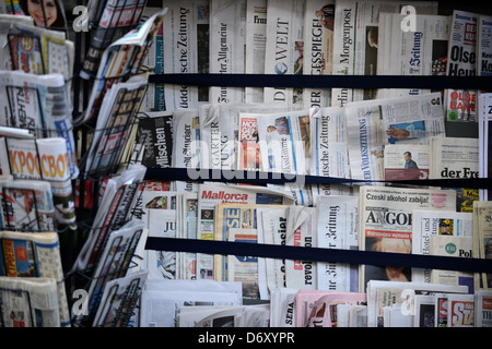 Berlin, Germany, newspaper stand with national and international newspapers and magazines Stock Photo