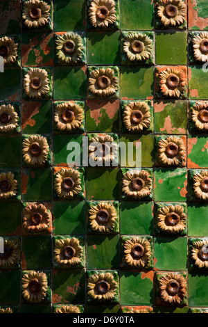Ceramic tiles at El Capricho de Gaudi (The Caprice Villa Quijano) at Comillas in Cantabria, Northern Spain Stock Photo