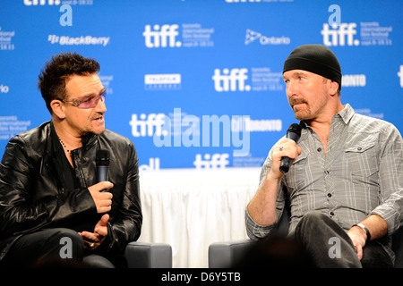 Bono and The Edge 36th Annual Toronto International Film Festival - 'From The Sky Down'- Press Conference held at the BELL Stock Photo