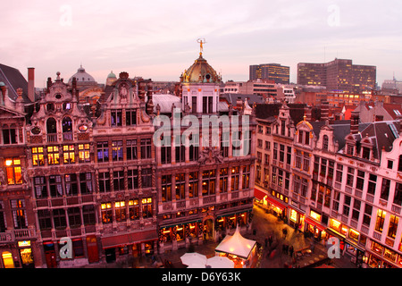 Aerial view of Grand Place, known as Grote Markt, Brussels, Belgium. Stock Photo