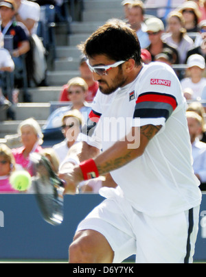 Janko Tipsarevic, Serbia, plays against Novak Djokovic, Serbia, Thursday September 08, 2011, on Day 11 of US Open Tennis Stock Photo