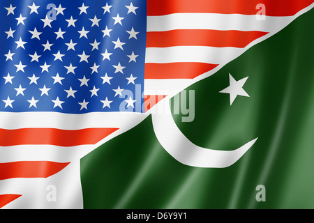 Mixed USA and Pakistan flag, three dimensional render, illustration Stock Photo