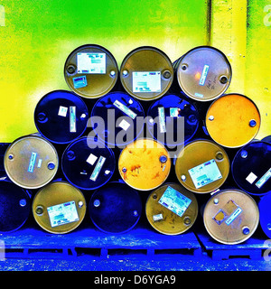 Stack of industrial barrels Stock Photo