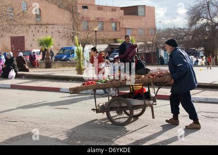 man selling vegetable in the street in Meknes, Marocco Stock Photo