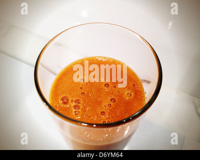 Close up of glass of vegetable juice Stock Photo