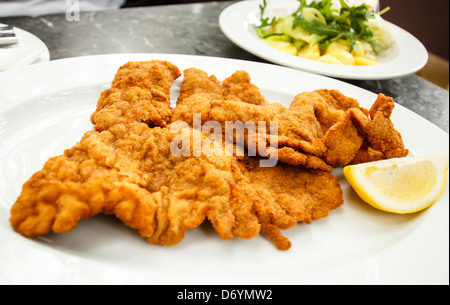 Traditional Wiener schnitzel, classic specialty of the Viennese cuisine, Vienna, Austria Stock Photo