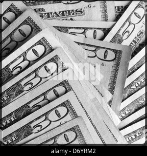 Stack of 50 dollar bills Stock Photo