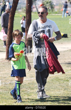 Christian Audigier with his son Dylan after a local soccer game in Los Angeles Los Angeles, California, USA - 03.03.12 Stock Photo