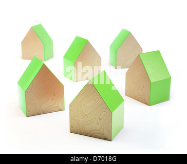 Block Shape House 3D wooden house shaped blocks Stock Photo - Alamy
