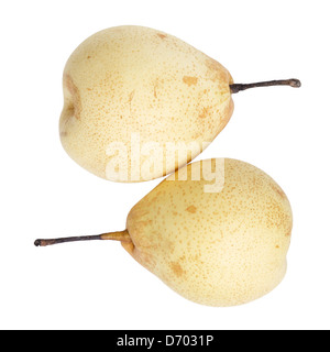 two whole nashi pears, isolated on white background Stock Photo